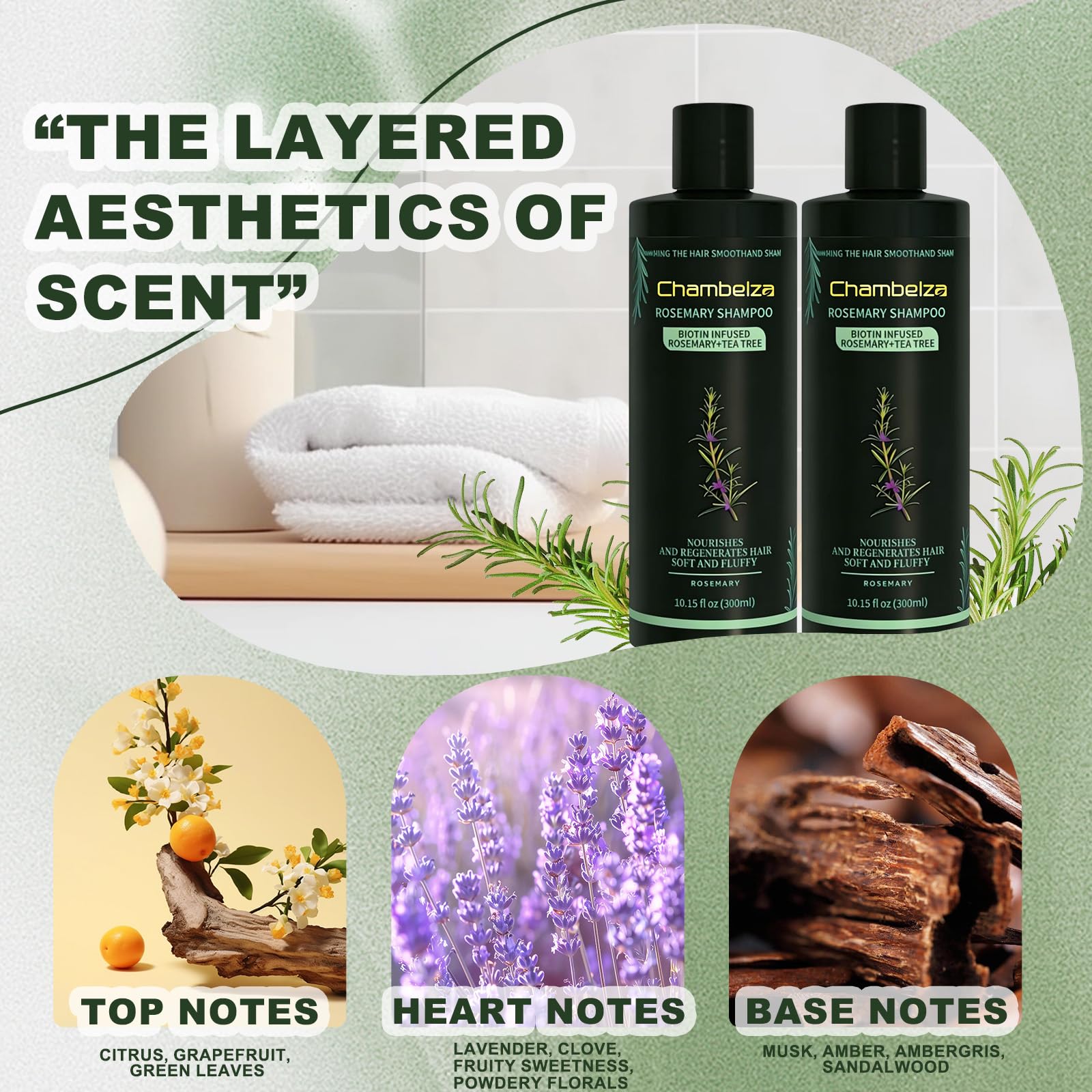 Chambelza Rosemary Shampoo scalp care focus balances oils and soothes dryness.