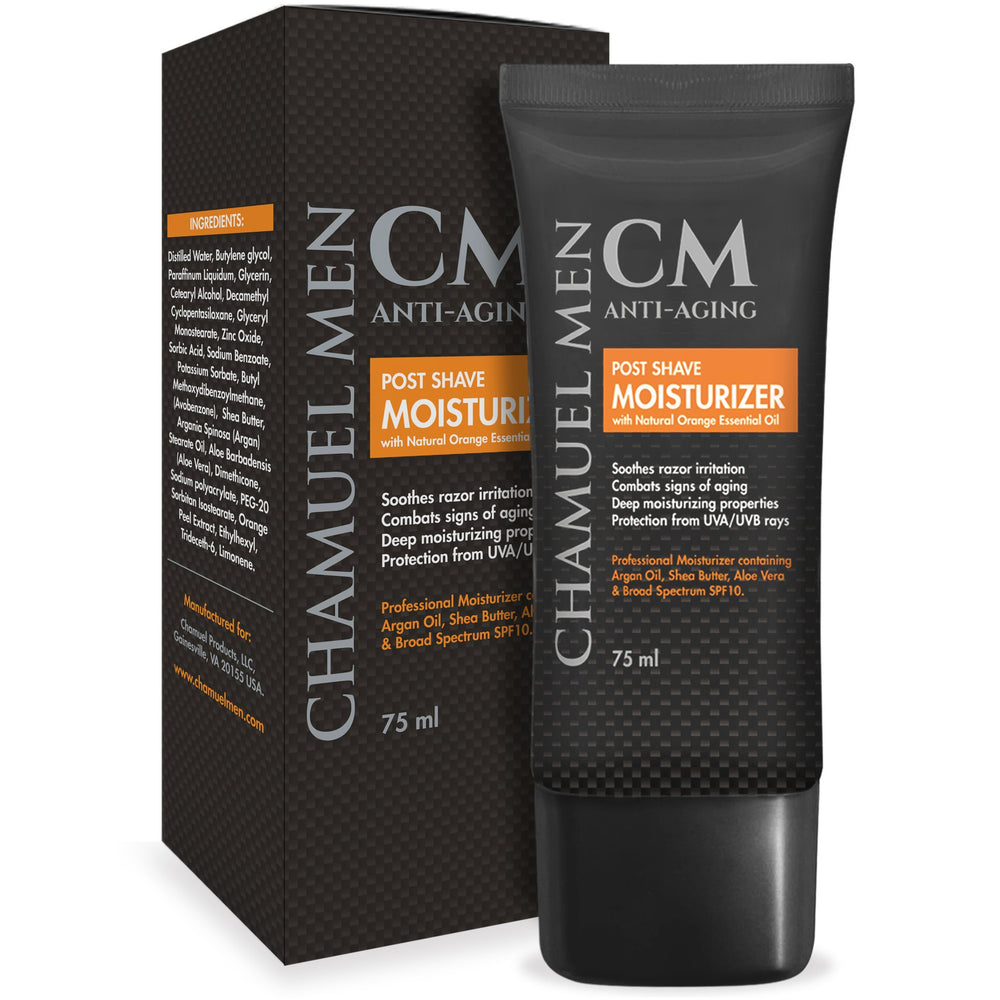 CHAMUEL MEN crema facial con argán para hidratación diaria.