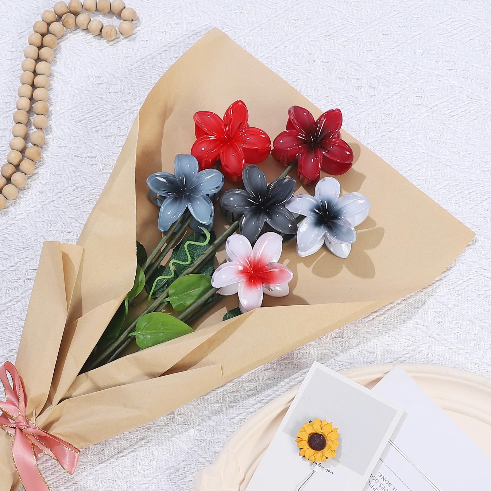 CHANDAT Clips florales hibisco Hawaii 02 ideal para cabello grueso y fino