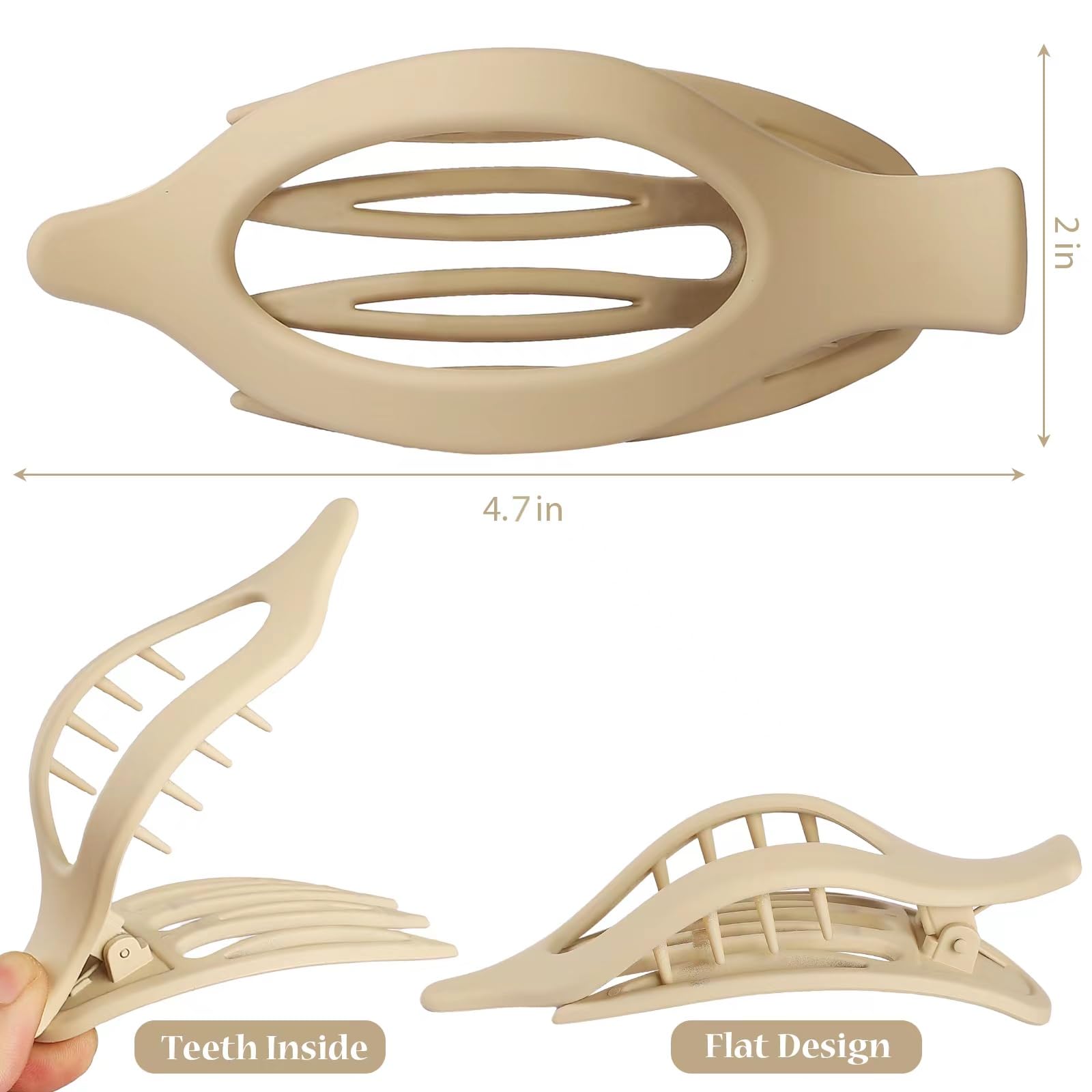 CHANDAT lay-down claw-clip supports thick or thin hair with reliable hold.