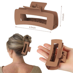 Pinza Chandat cuadrada grande acrílico beige para estilo cómodo todo el día.