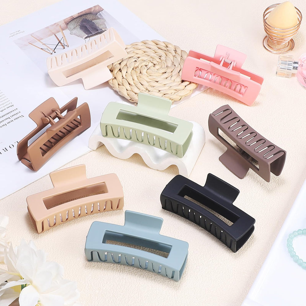 Pinza Chandat cuadrada grande acrílico marrón para cabello grueso y peinados seguros.
