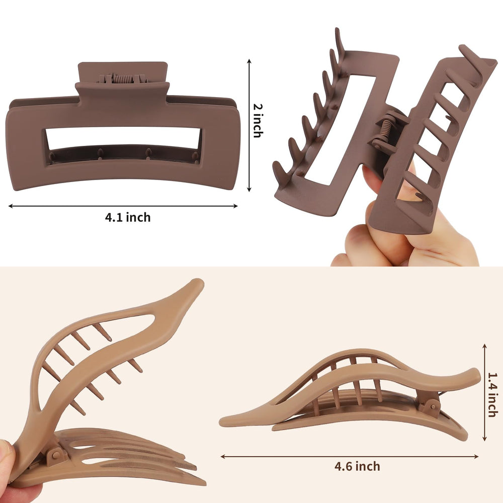 CHANDAT square claw clip black with strong grip for thick hair.