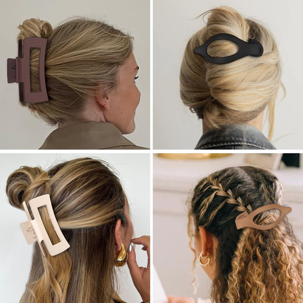 CHANDAT square claw clip light brown versatile for various looks.