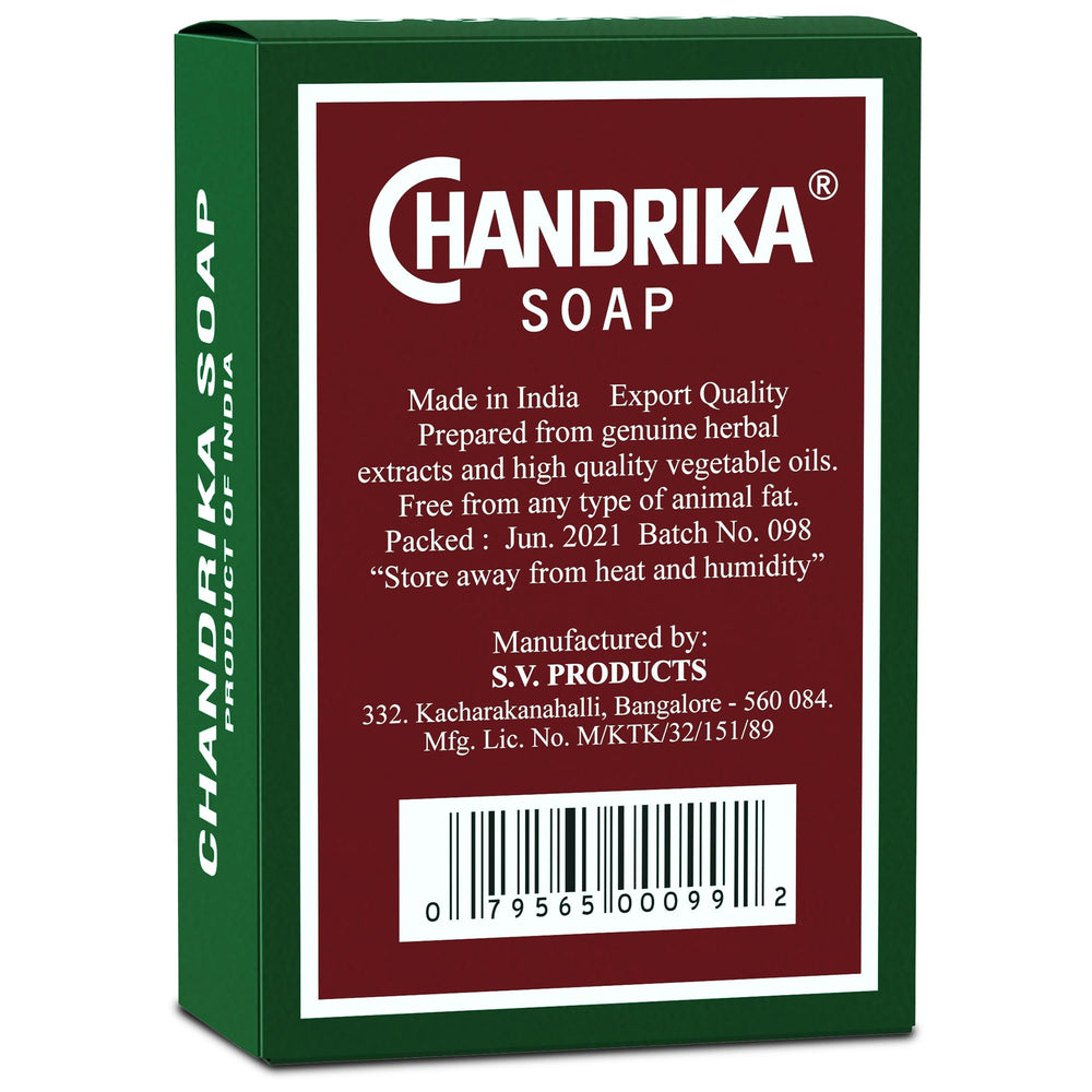 Chandrika Barra jabón 75 g envase natural, apta para uso diario.