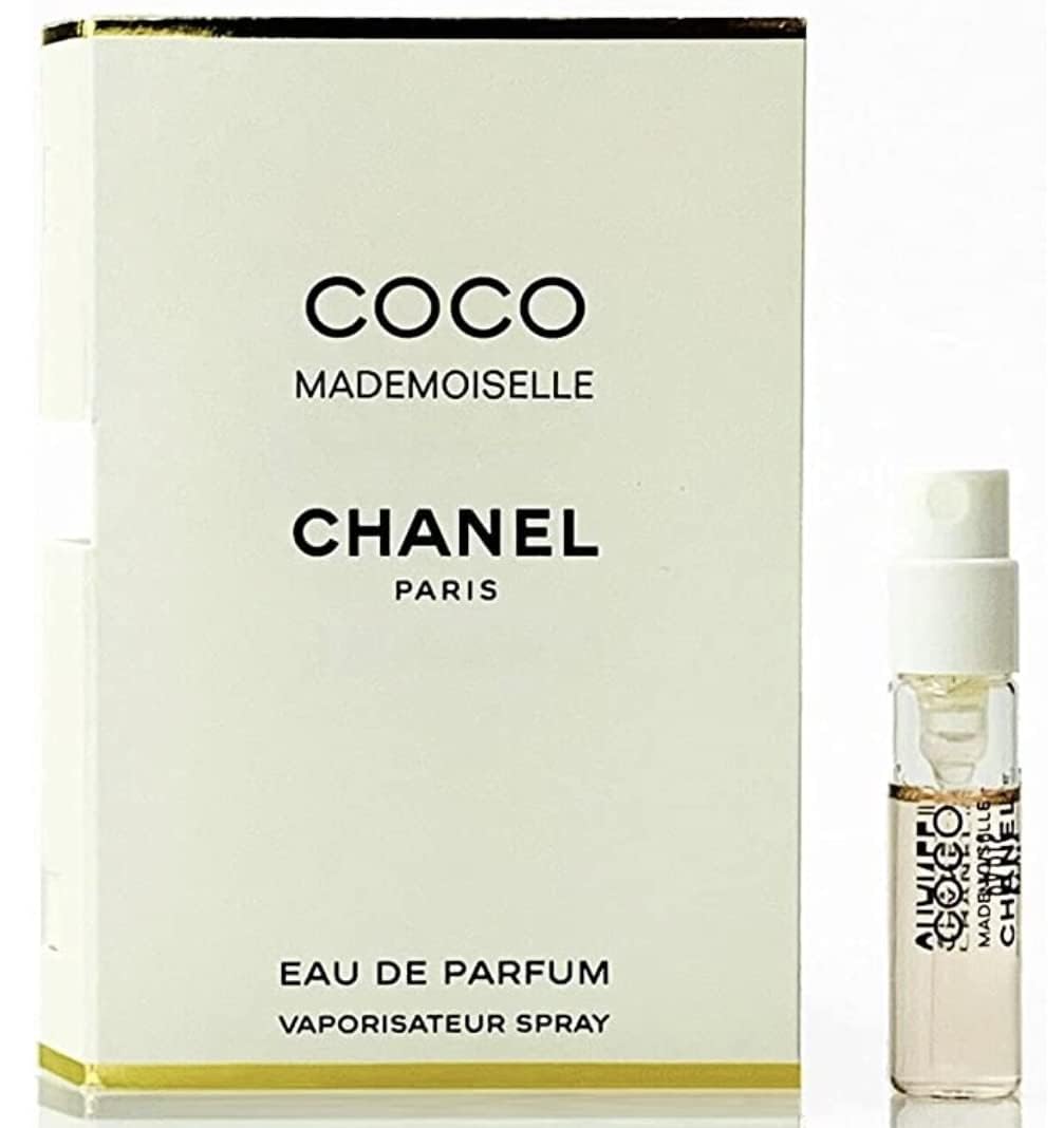 CHANEL Coco Mademoiselle EDT mini vial on card for portable luxury fragrance sampling