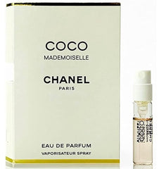 CHANEL Coco Mademoiselle EDT mini vial on card for portable luxury fragrance sampling