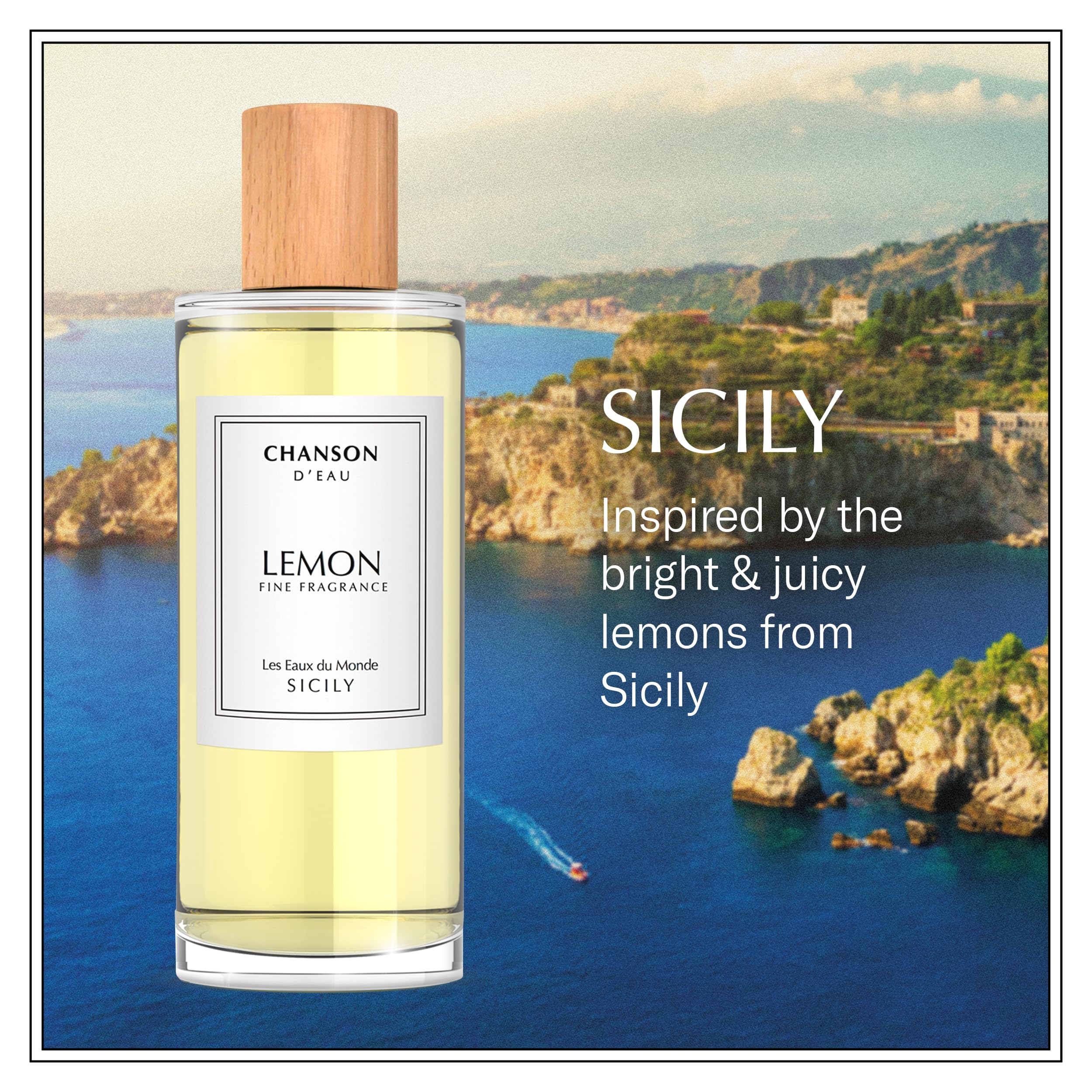 Chanson d'Eau Lemon base notes cedar add subtle warmth for evening wear.