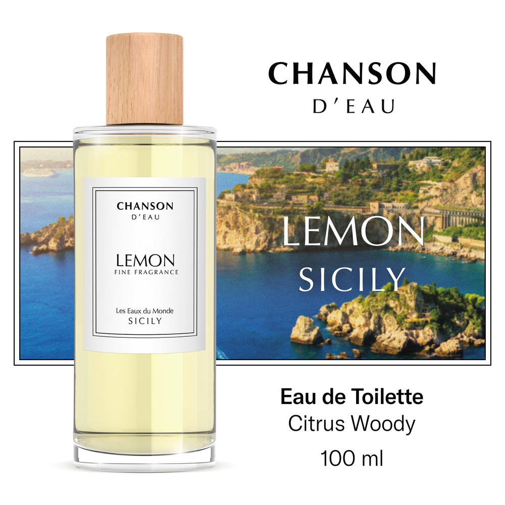 Chanson d'Eau Lemon bottle on shelf, a sophisticated everyday fragrance option.