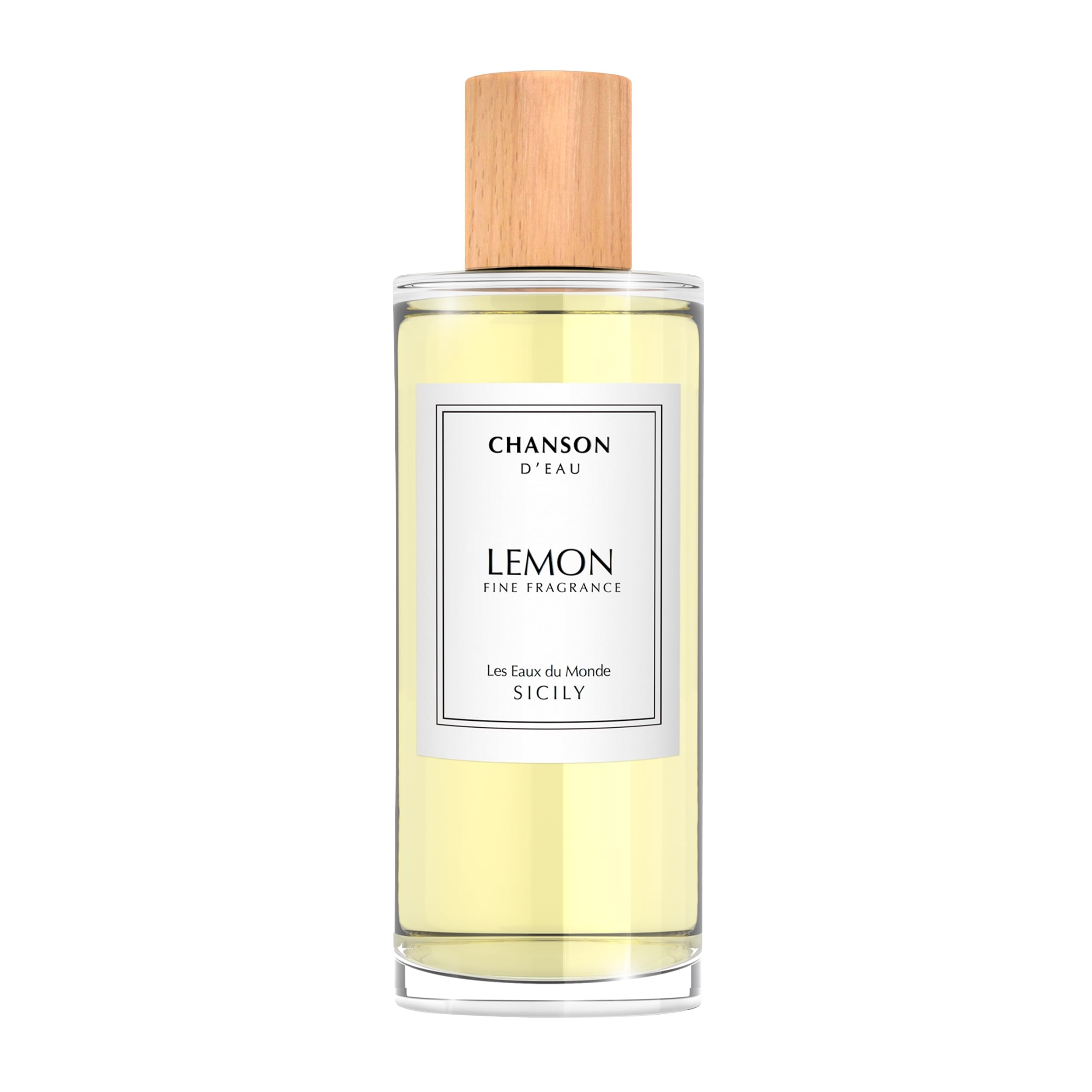 Chanson d'Eau Lemon bottle on surface for daily freshness.