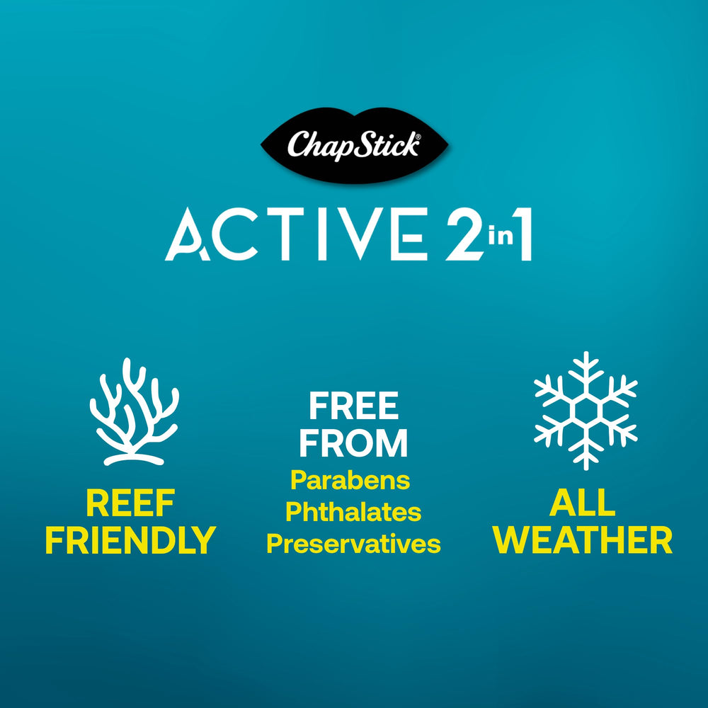 Tres bálsamos ChapStick Active en estuche compacto para compartir