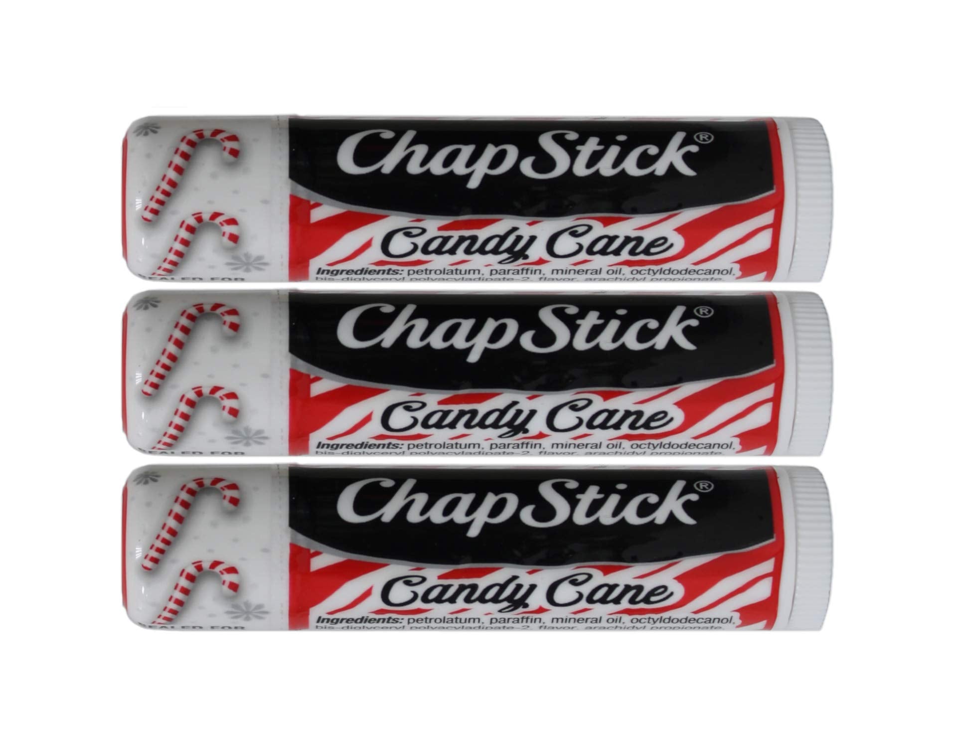 ChapStick Candy Cane, empaque de tres unidades, práctico para viajes.