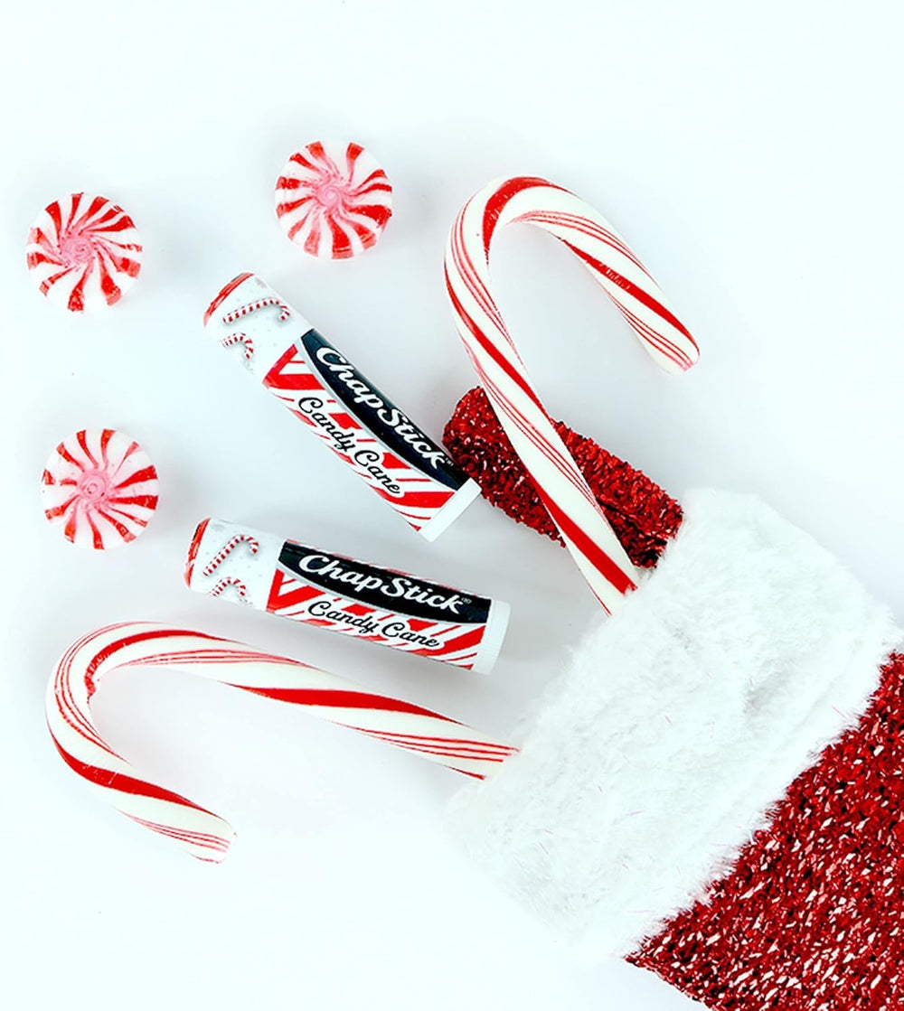 ChapStick Candy Cane packaging with festive holiday design for gifting.