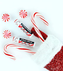 ChapStick Candy Cane packaging with festive holiday design for gifting.