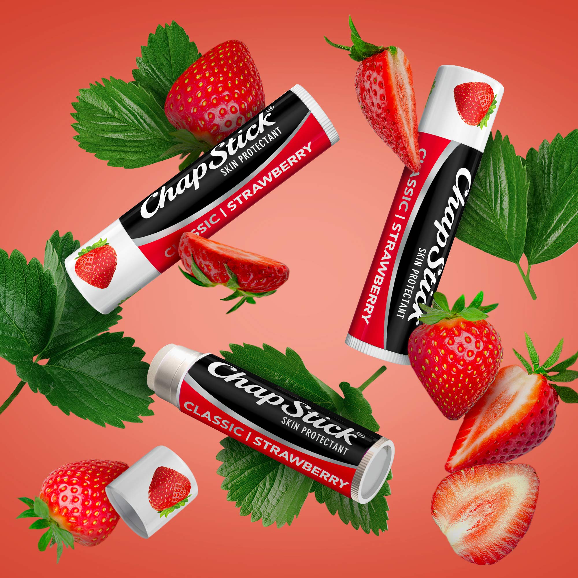 ChapStick Clásico Fresa, base suave para color labial translúcido.