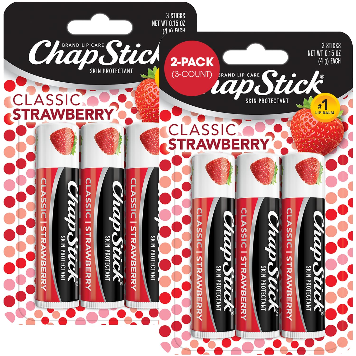 ChapStick Clásico Fresa, caja 6 unidades, bálsamo labial práctico para el bolso.
