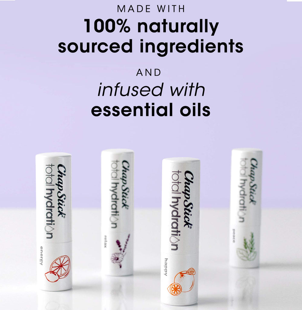 ChapStick Hidratación Total Alegría: bálsamo con naranja y limón para energía sutil.