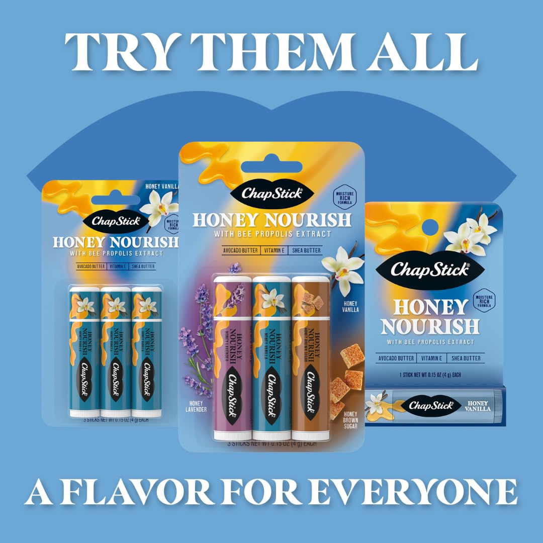 Close-up of ChapStick Honey Nourish propolis detail in formula