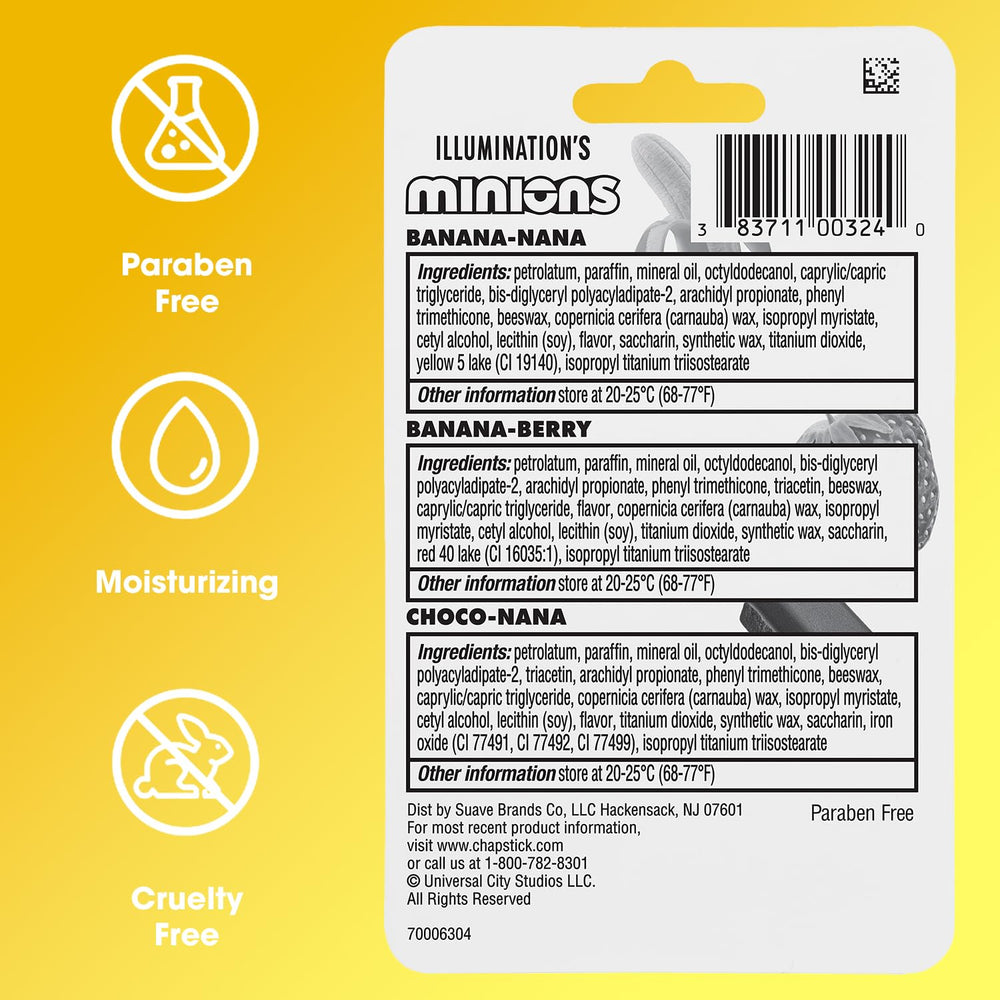 ChapStick Minions gift-set display suggests a collectible lip care experience.