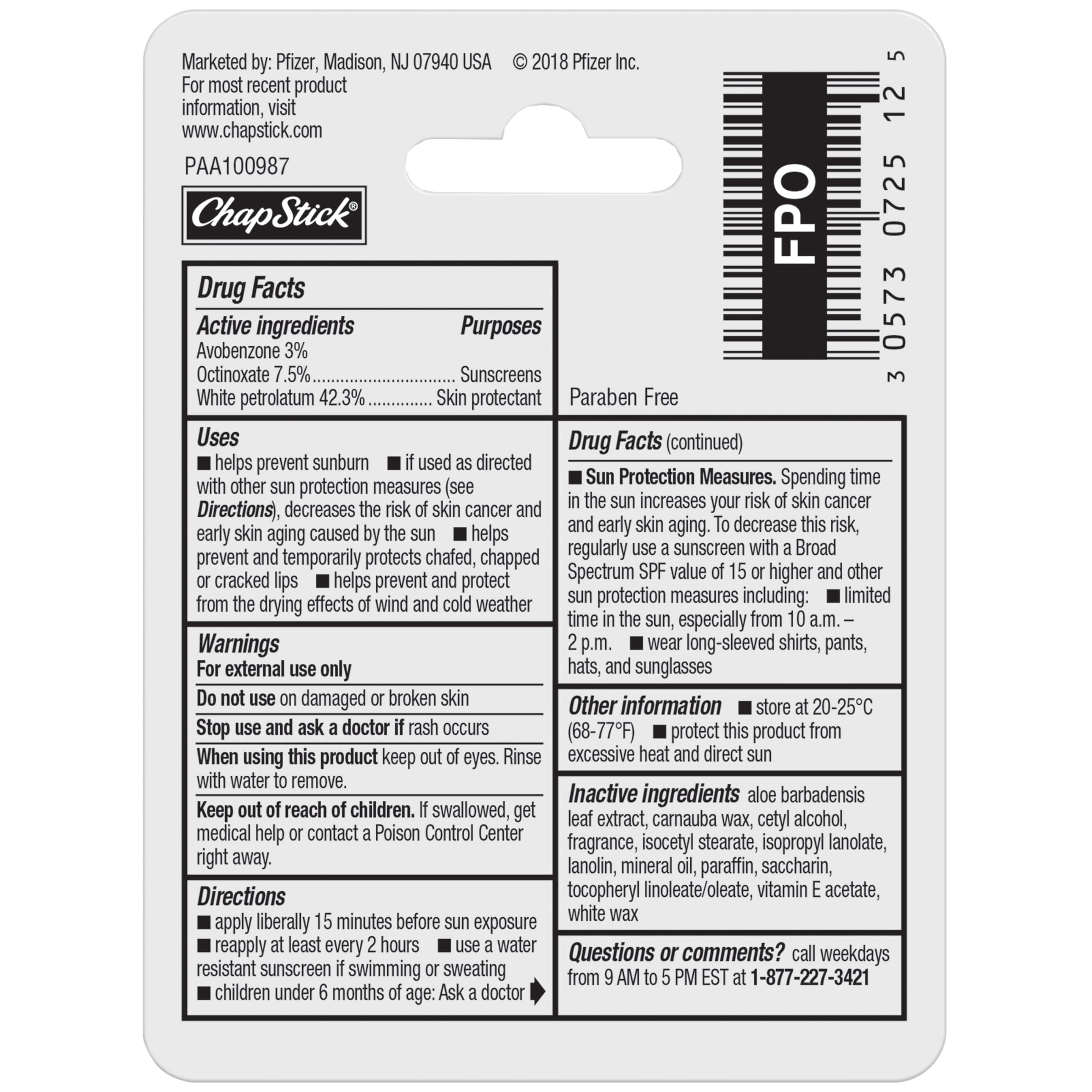 ChapStick Original Con SPF ayuda a prevenir labios resecos.