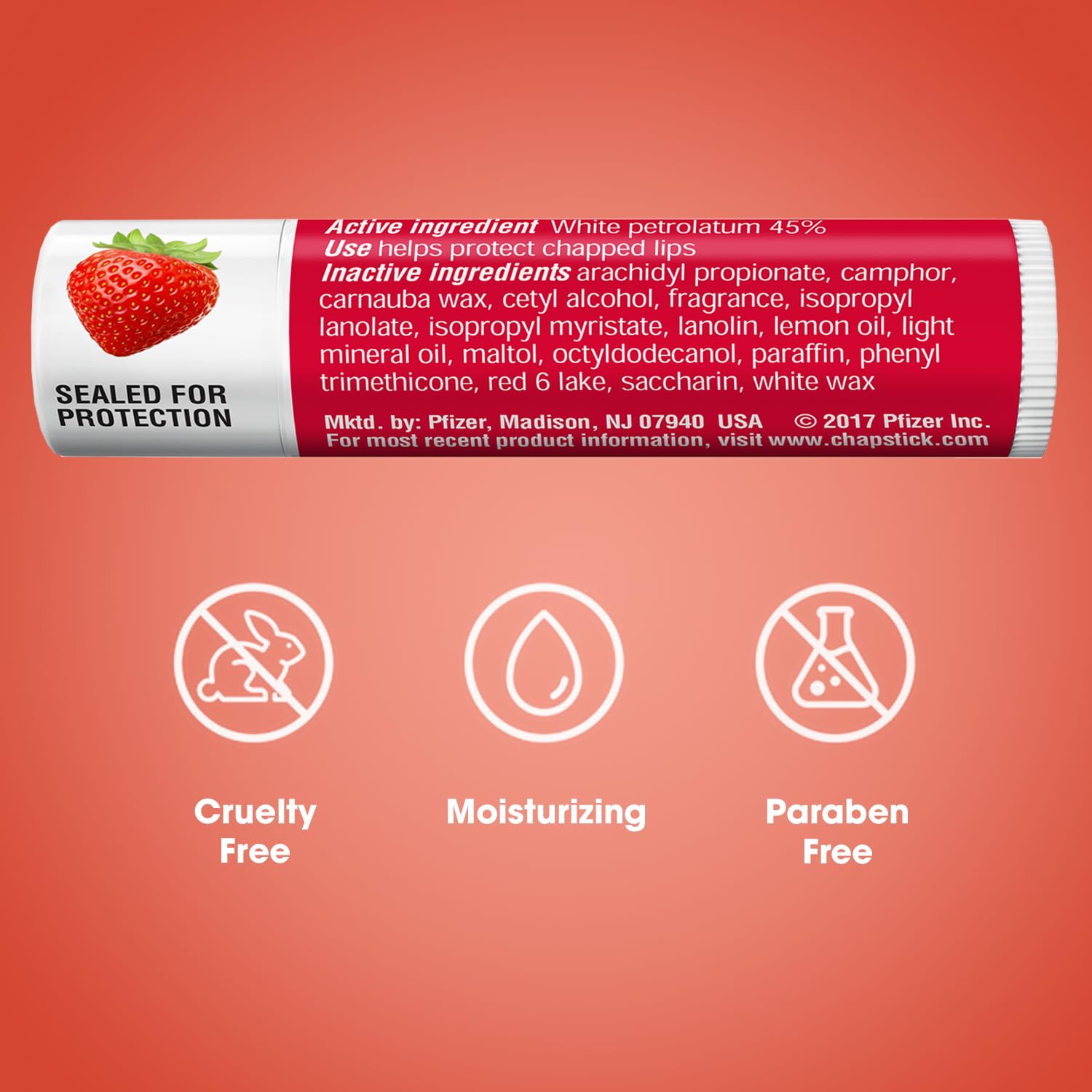 ChapStick paquete de 12 bálsamos labiales fresa para el hogar.