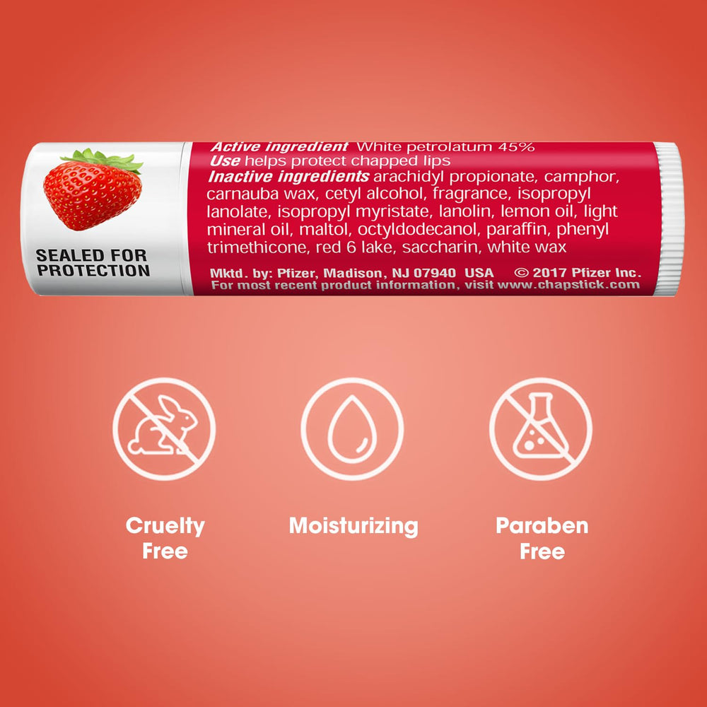 ChapStick paquete de 12 bálsamos labiales fresa para el hogar.
