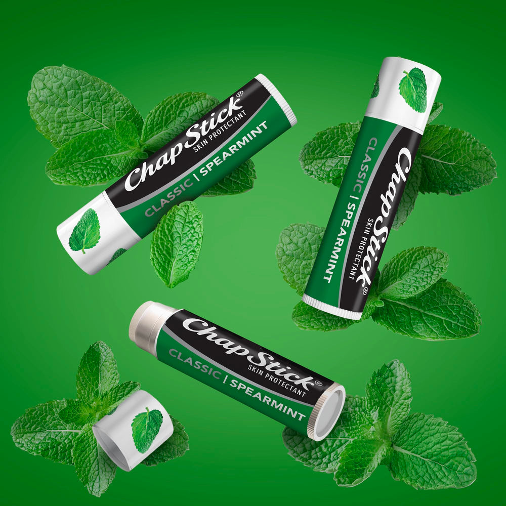 ChapStick Spearmint flavor label communicates minty freshness.