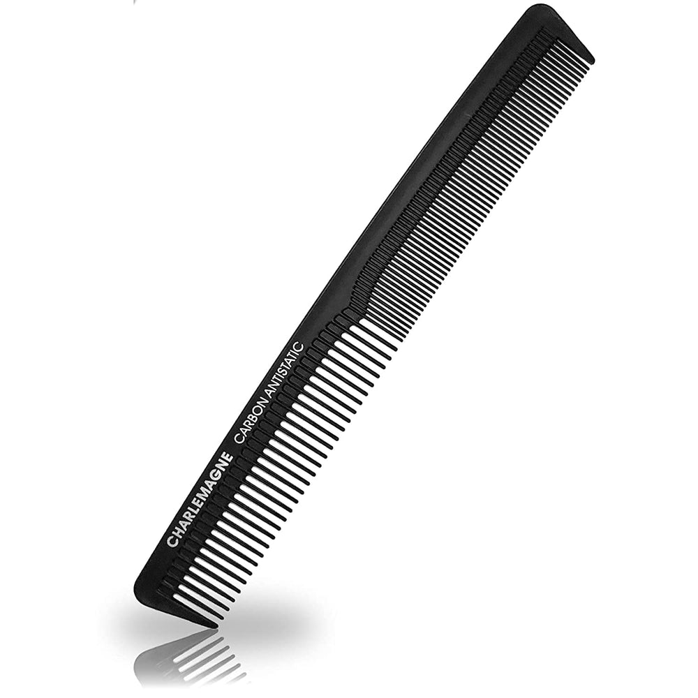 Charlemagne carbon hair comb 18 cm in action for anti-static smooth styling.