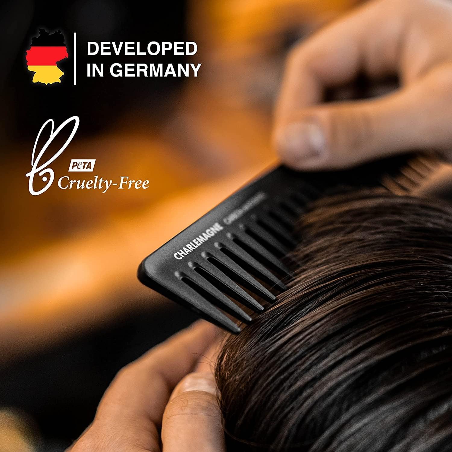 Charlemagne comb eases morning detangling for hair and beard.