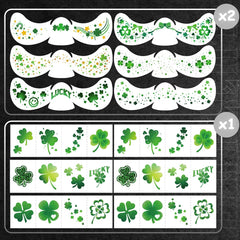 CHARLENT tatuajes faciales con treboles brillantes para fiestas irlandesas.