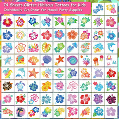 CHARLENT Tatuajes hibisco brillo playa, recuerdos divertidos para invitados.