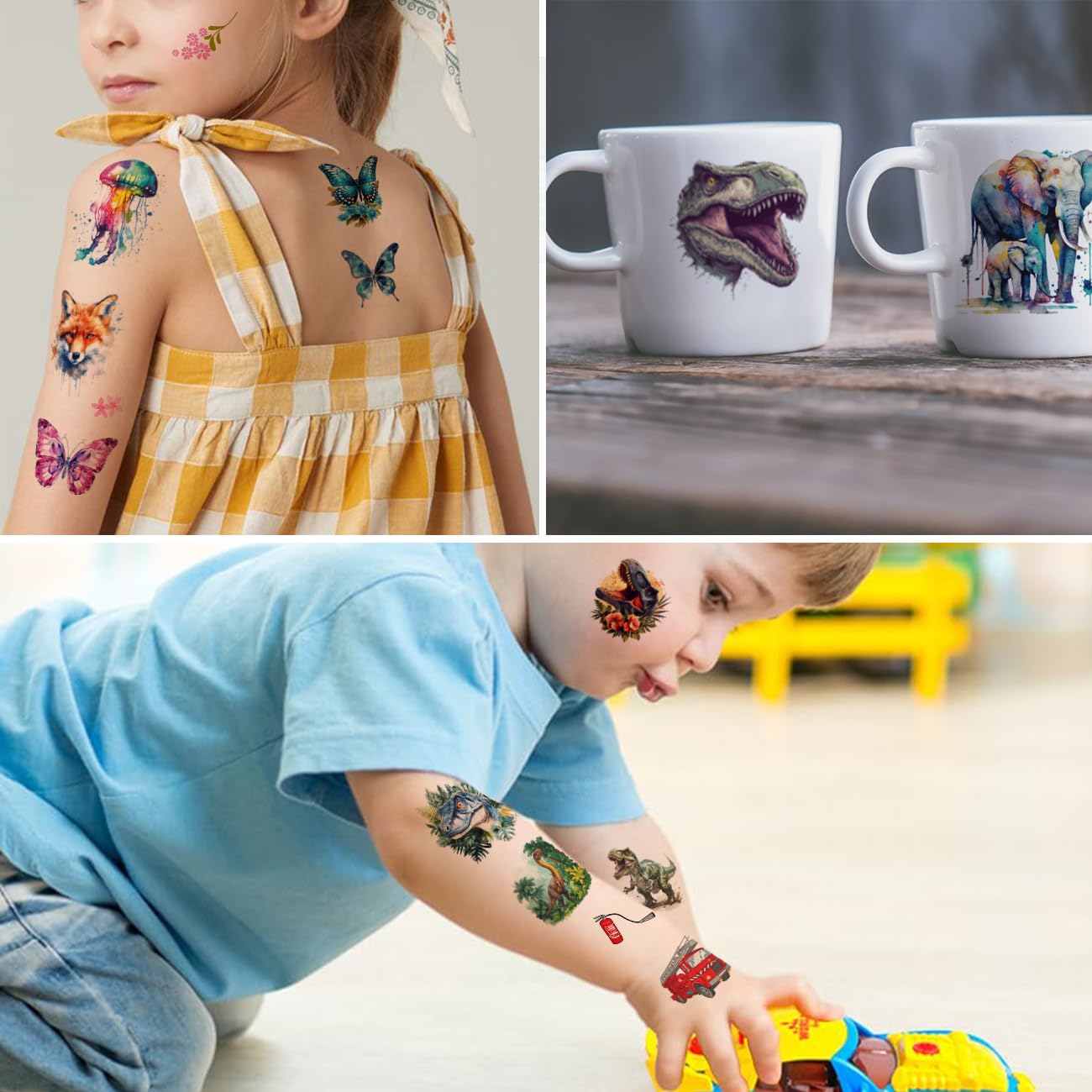 Tatuajes CHARLENT de mariposas y flores para looks veraniegos.