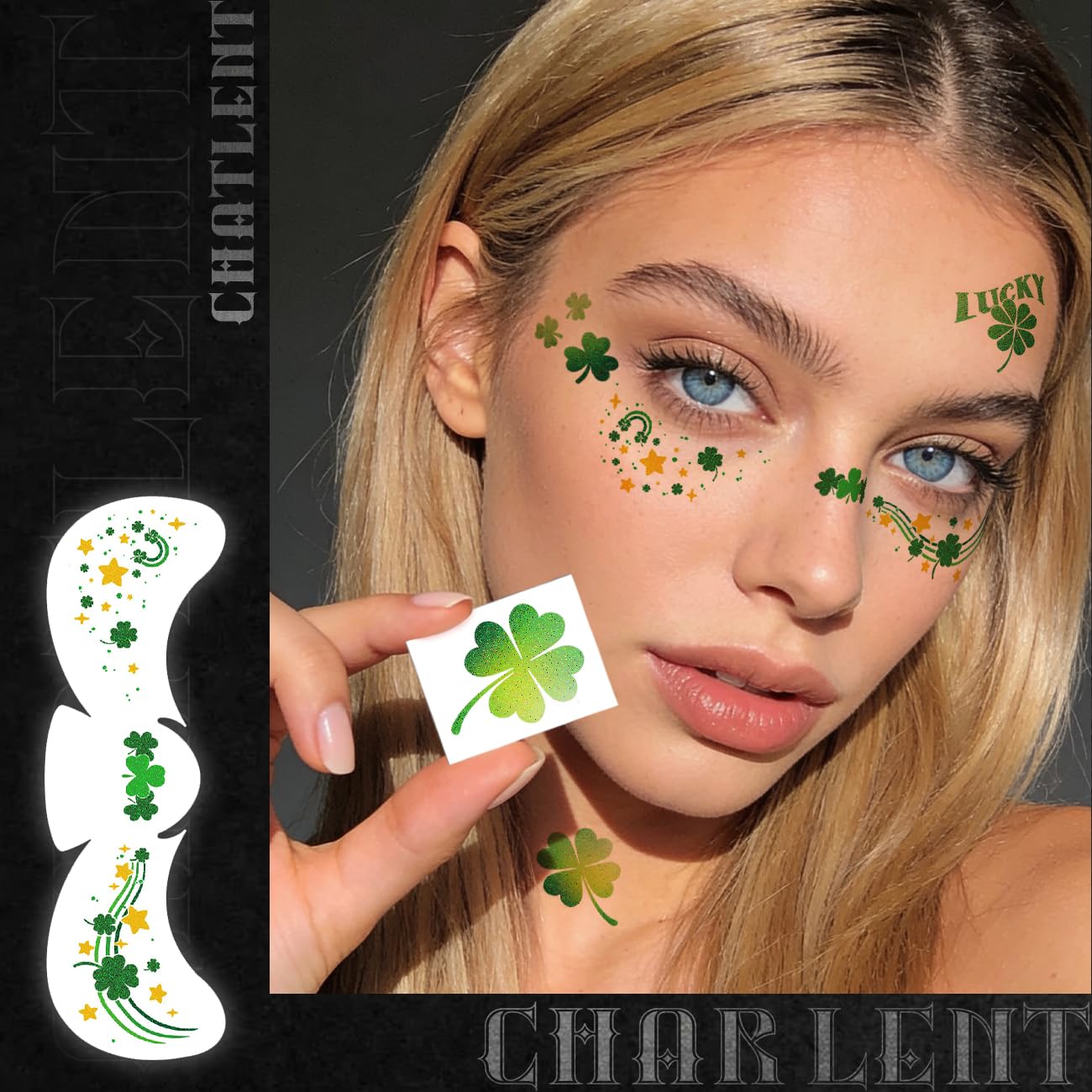 CHARLENT tatuajes de pecas brillantes para resaltar el rostro en eventos.