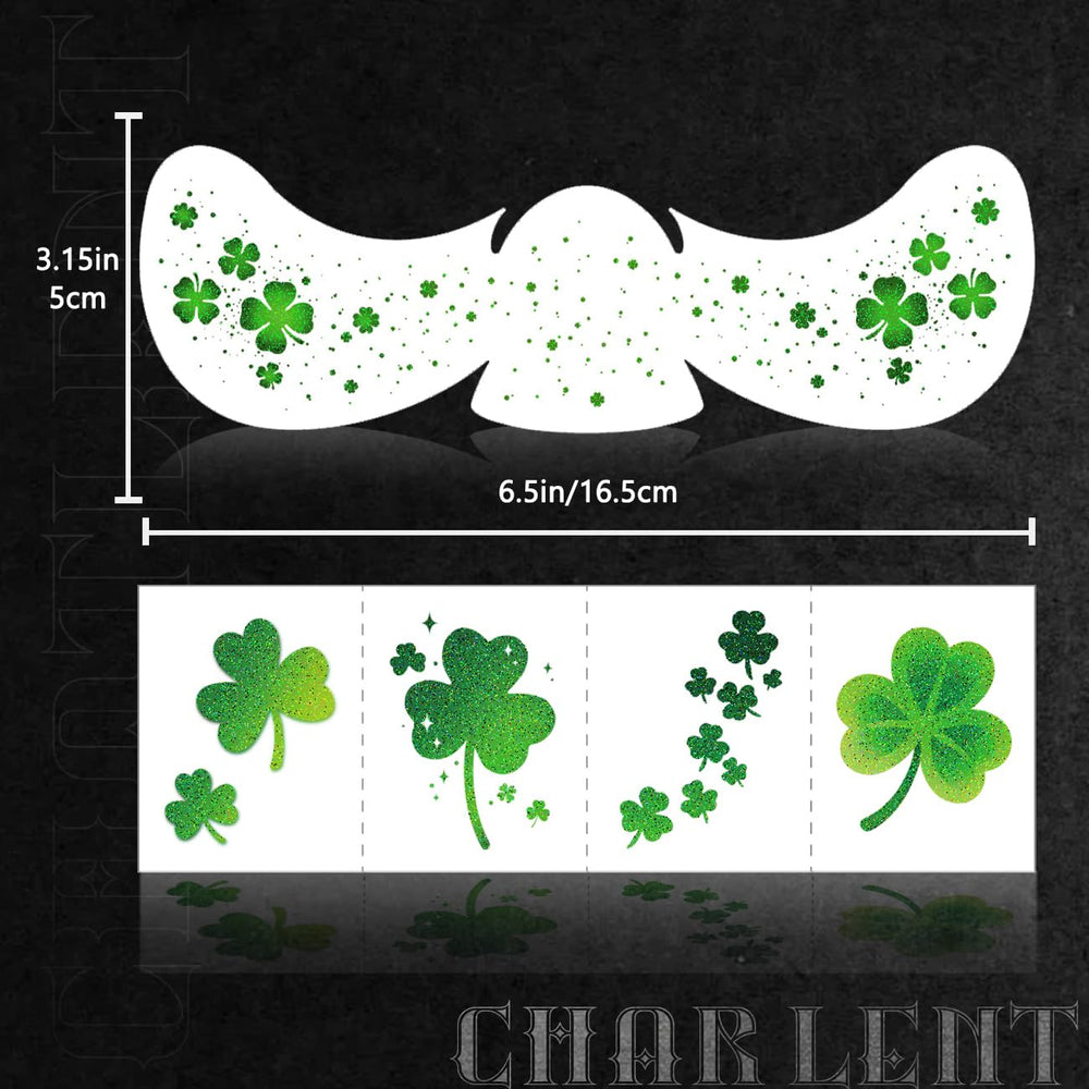 CHARLENT tatuajes resistentes al sudor con treboles brillantes, para uso al aire libre.