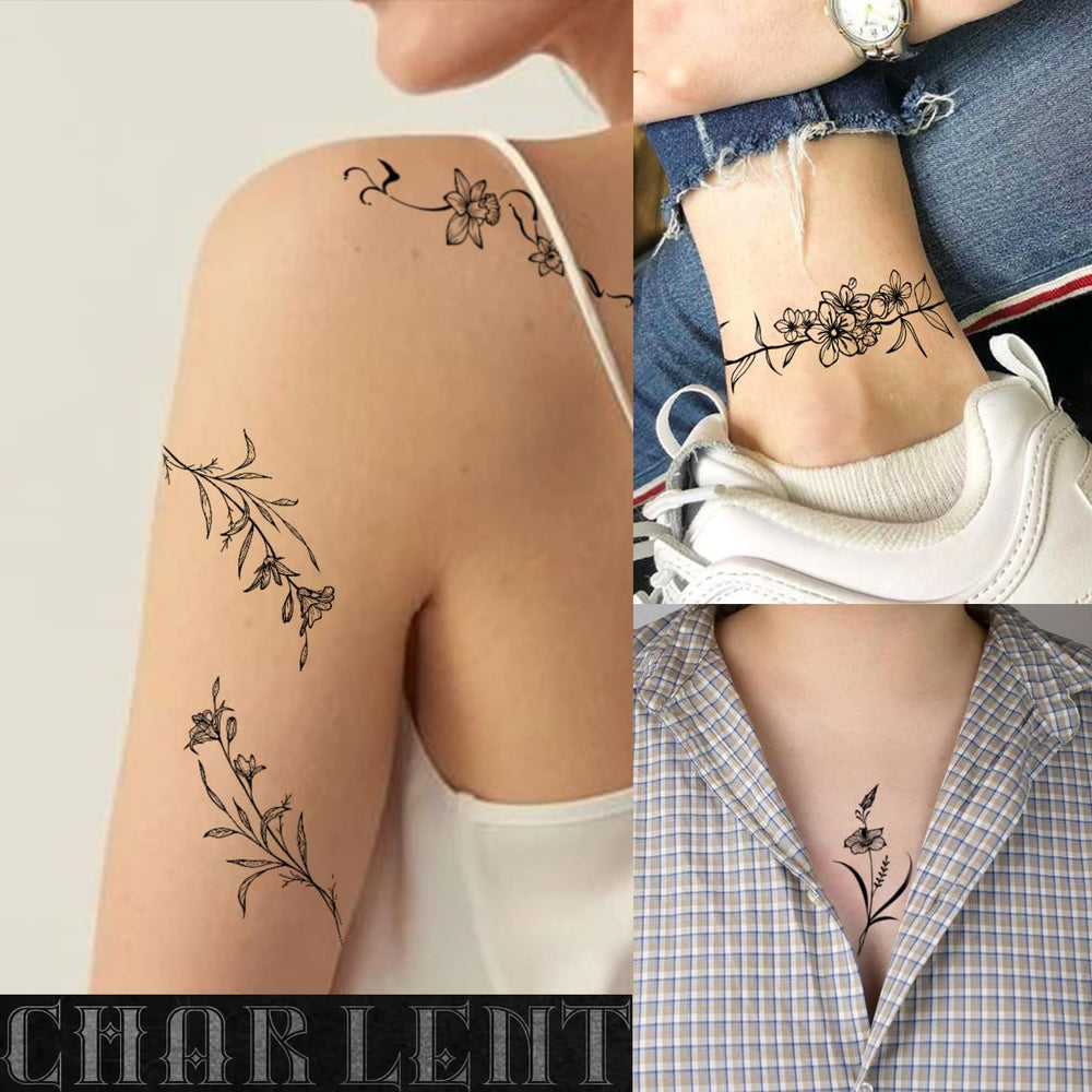 CHARLENT tatuajes temporales, aplicación rápida y retirada fácil para cambiar estilo