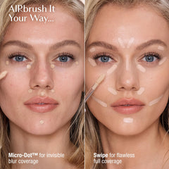 Diamond-center application on Charlotte Tilbury AIRbrush Concealer for full coverage.