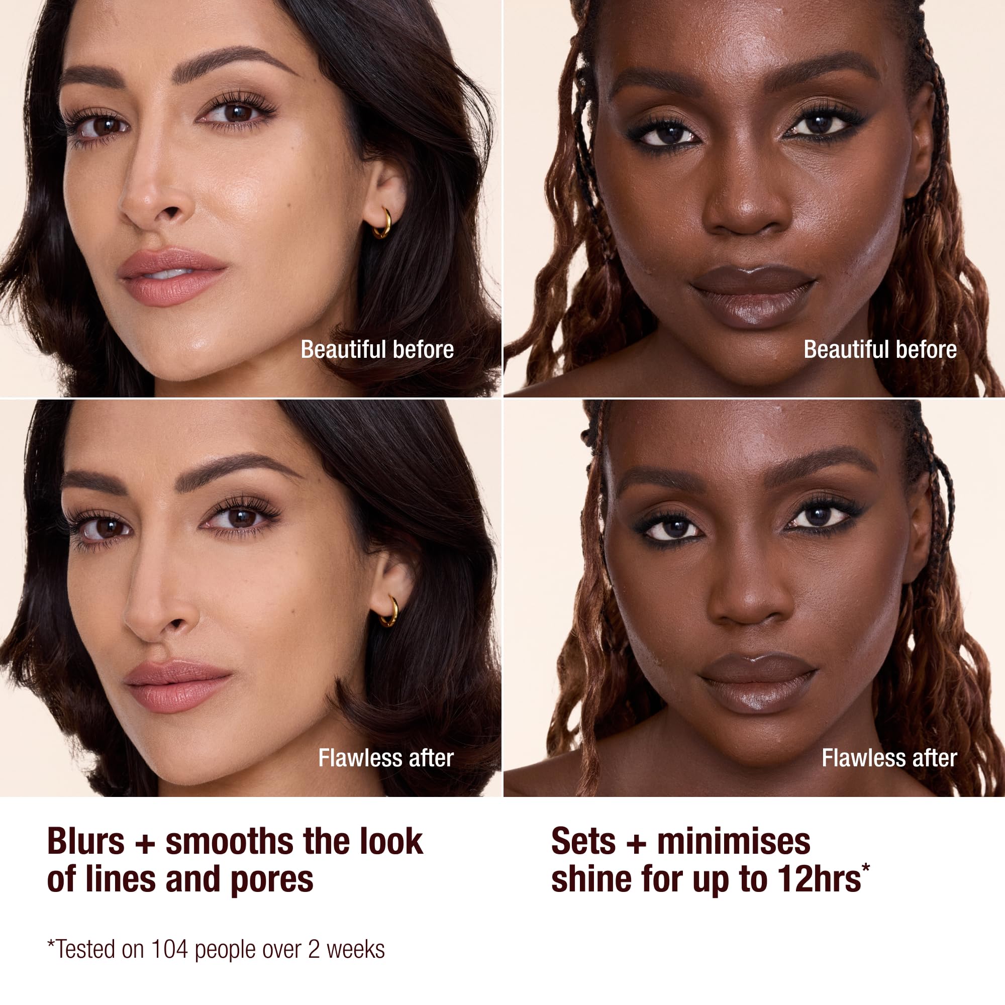 Charlotte Tilbury Airbrush Flawless Finish Powder midday oil control for balanced glow.