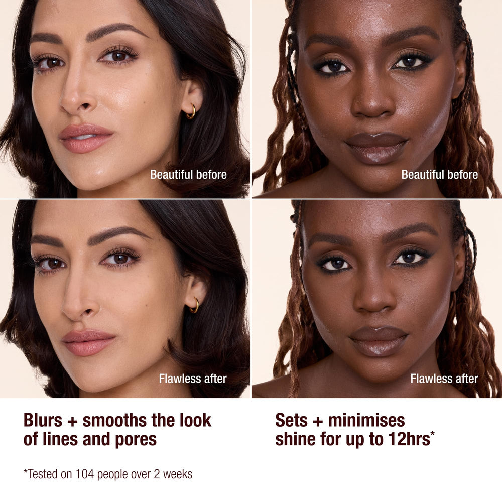 Charlotte Tilbury Airbrush Flawless Finish Powder midday oil control for balanced glow.