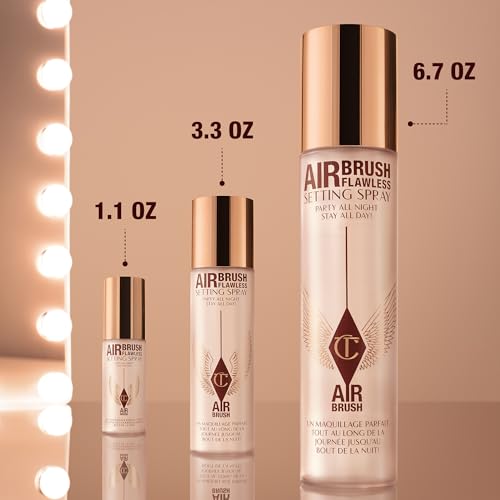 Charlotte Tilbury airbrush setting spray delivers a smooth, pore-minimizing finish during events
