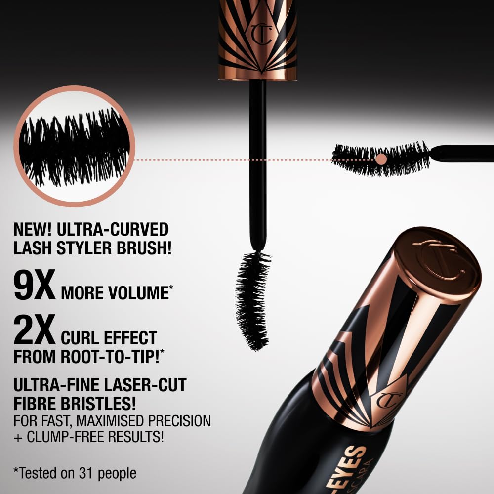 Ultra-curved Exagger-Eyes brush in action lifting lashes