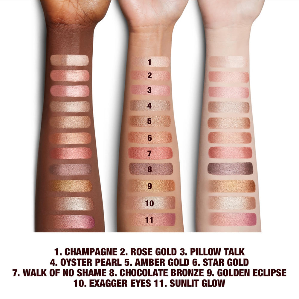 Charlotte Tilbury Eyes to Mesmerize Oyster Pearl layering with palettes for multi-dimensional glow