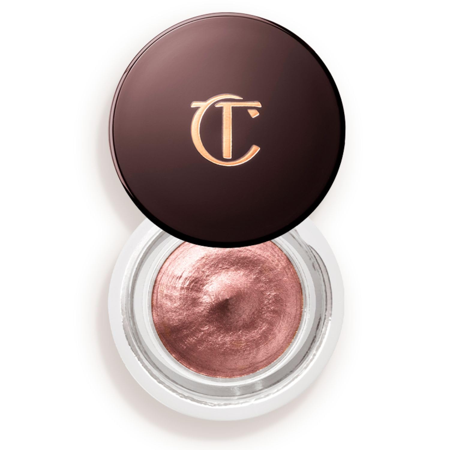 Charlotte Tilbury Eyes to Mesmerize Pillow Talk cream eyeshadow jar with the product close-up