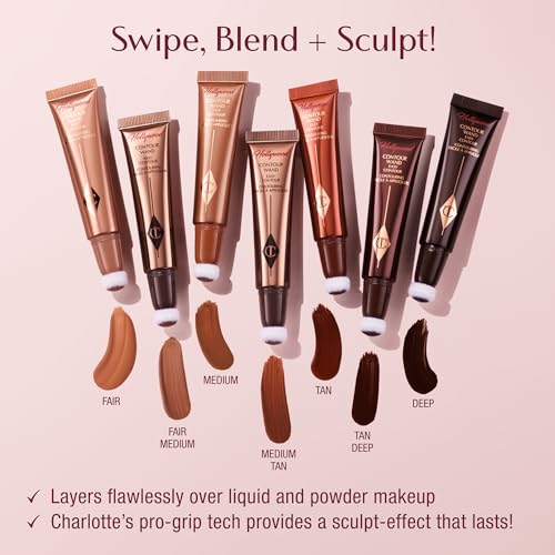 Charlotte Tilbury Hollywood Contour Wand in hand with natural finish.