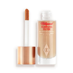 Charlotte Tilbury Hollywood Flawless Filter bottle-front glow booster in action