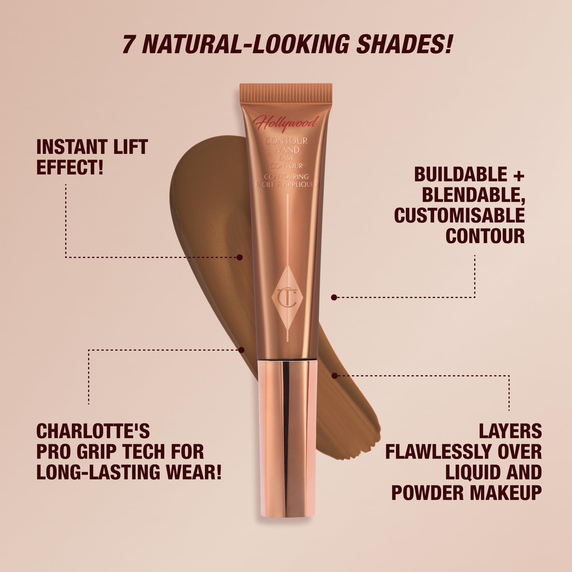Charlotte Tilbury Hollywood Liquid Contour Wand on the sides of the nose for subtle sculpting.