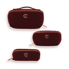 Night crimson velvet bag on a dresser adds elegance and acts as a stylish display