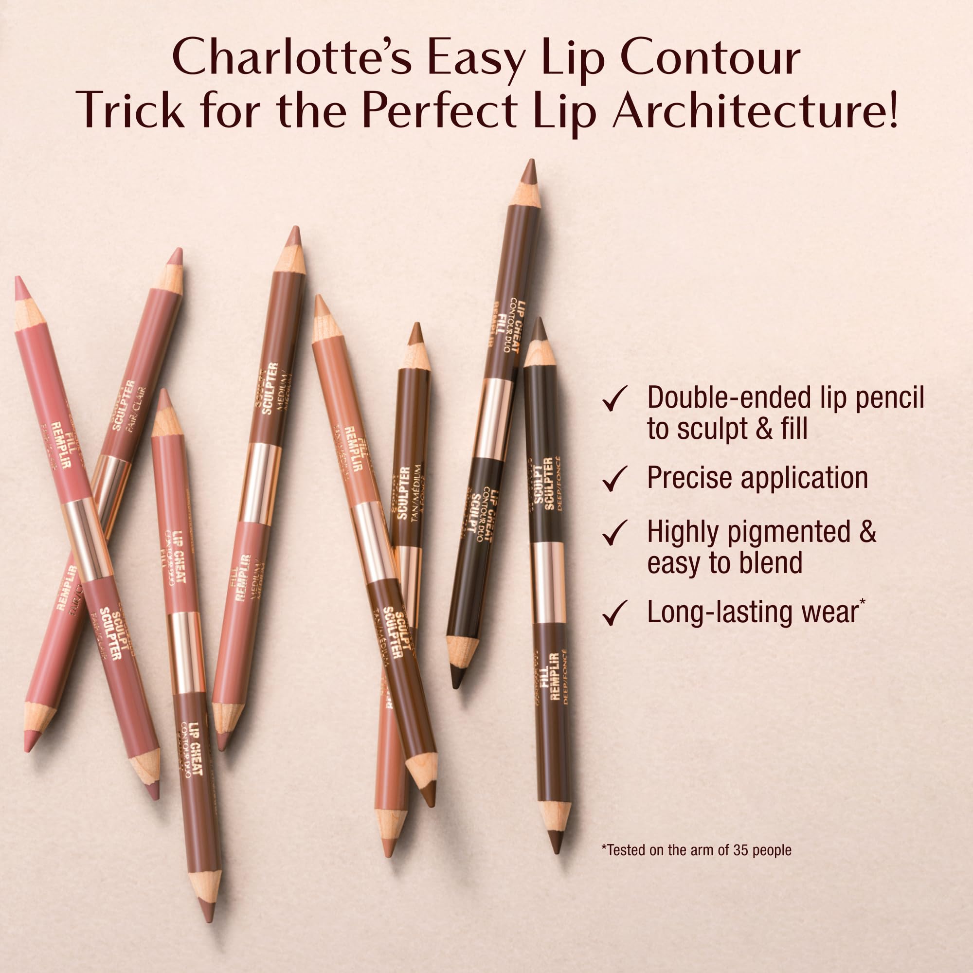 Charlotte Tilbury Lip Cheat Contour Duo SCULPT shade defines lips with shadow.