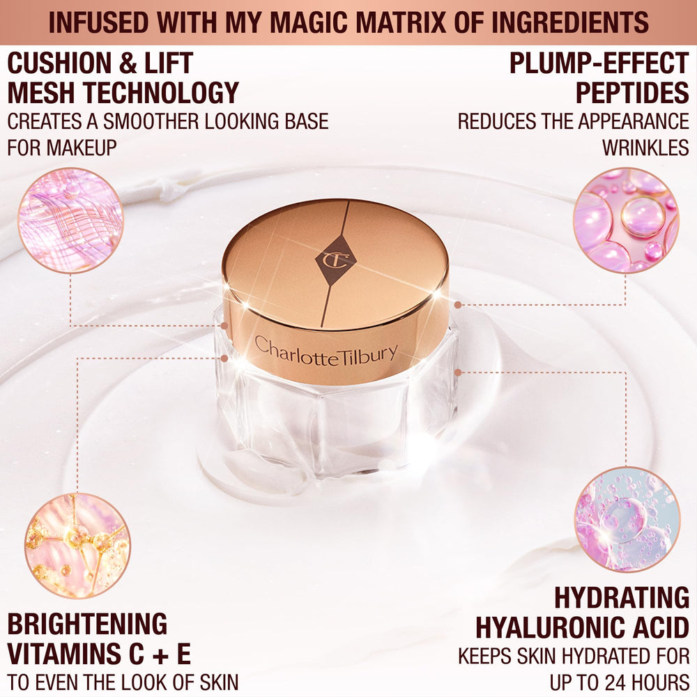 Charlotte Tilbury Magic Cream featuring rosehip oil for nourishing skin before makeup