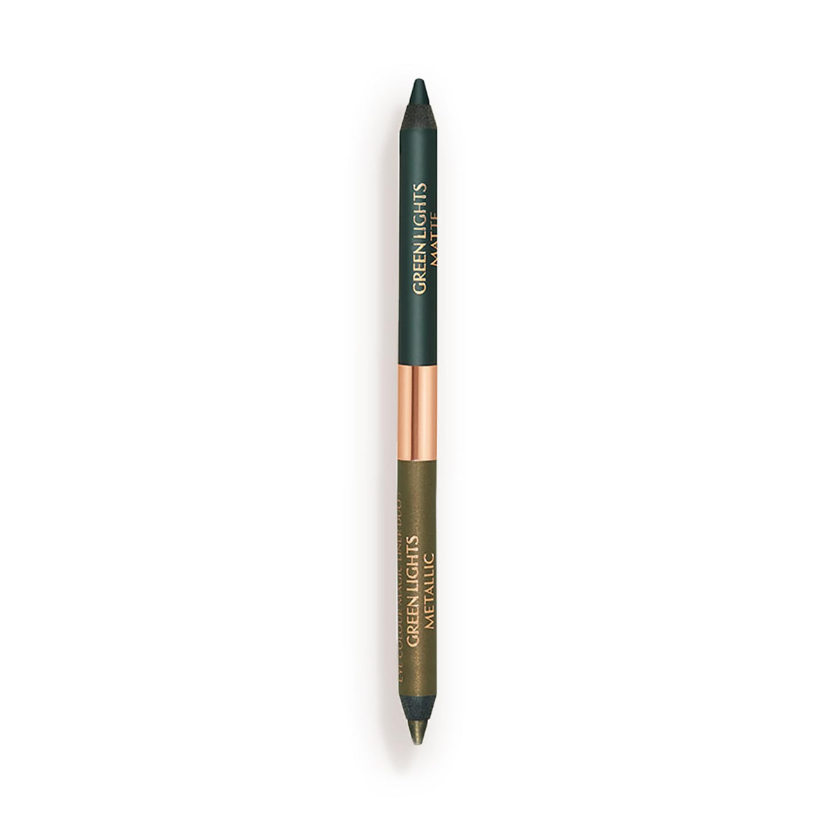Charlotte Tilbury Magic Eyeliner Green Lights matte end defines the lash line with precision.