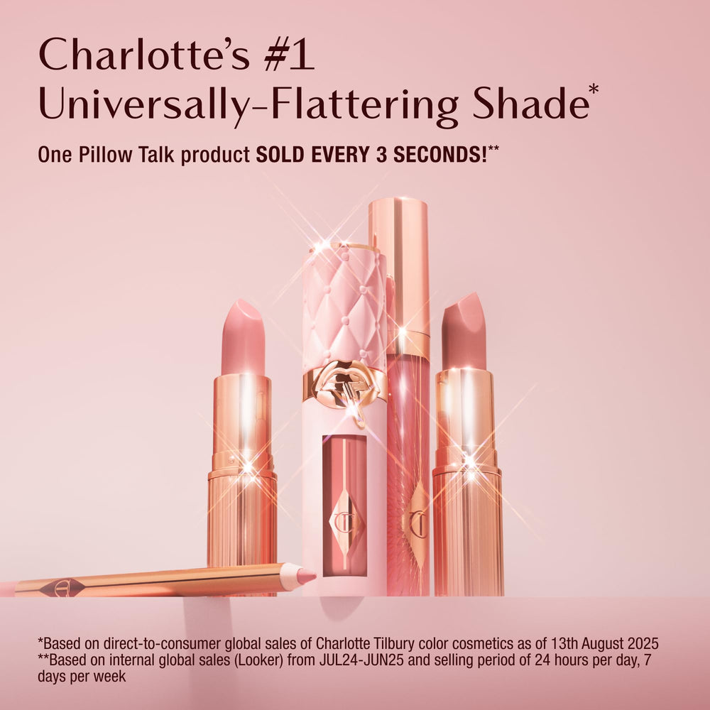 Charlotte Tilbury Matte Revolution Pillow Talk Medium angled-tip application demonstrates precise definition.